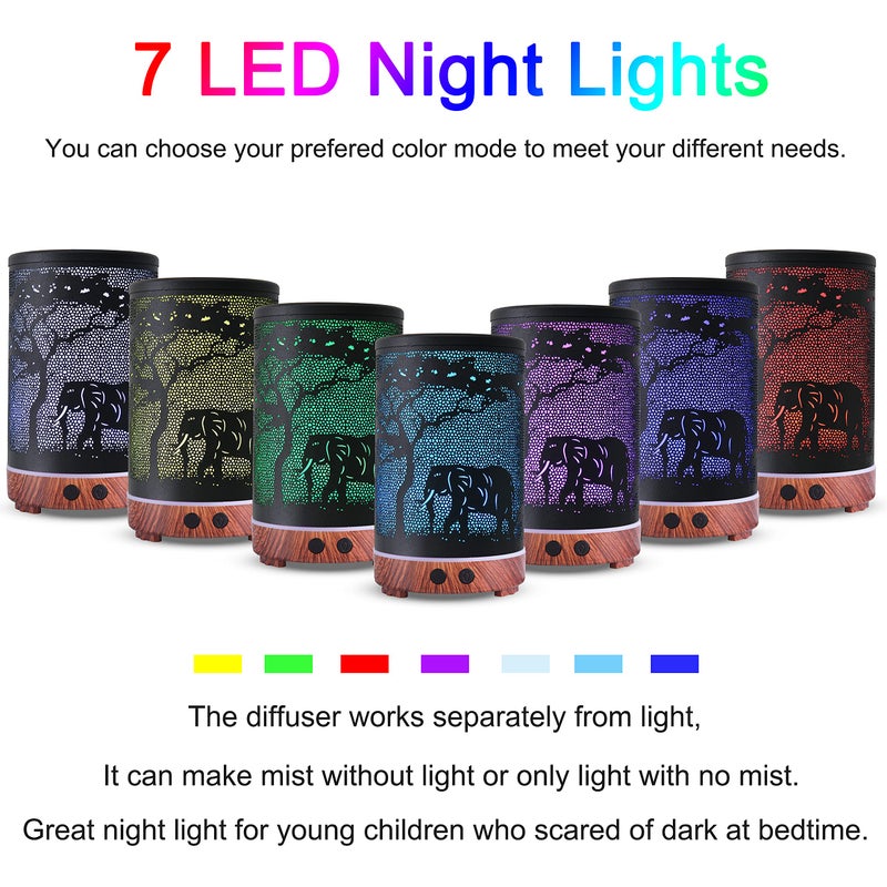 kobodon Essential Oils Diffuser,Aromatherapy Diffuser,Birthday Gifts for Women Mom Grandma,Metal Cool Mist Humidifier with 7 Colors Lights Waterless Auto Off Air Diffusersï¼ˆElephantï¼‰ - Image 2